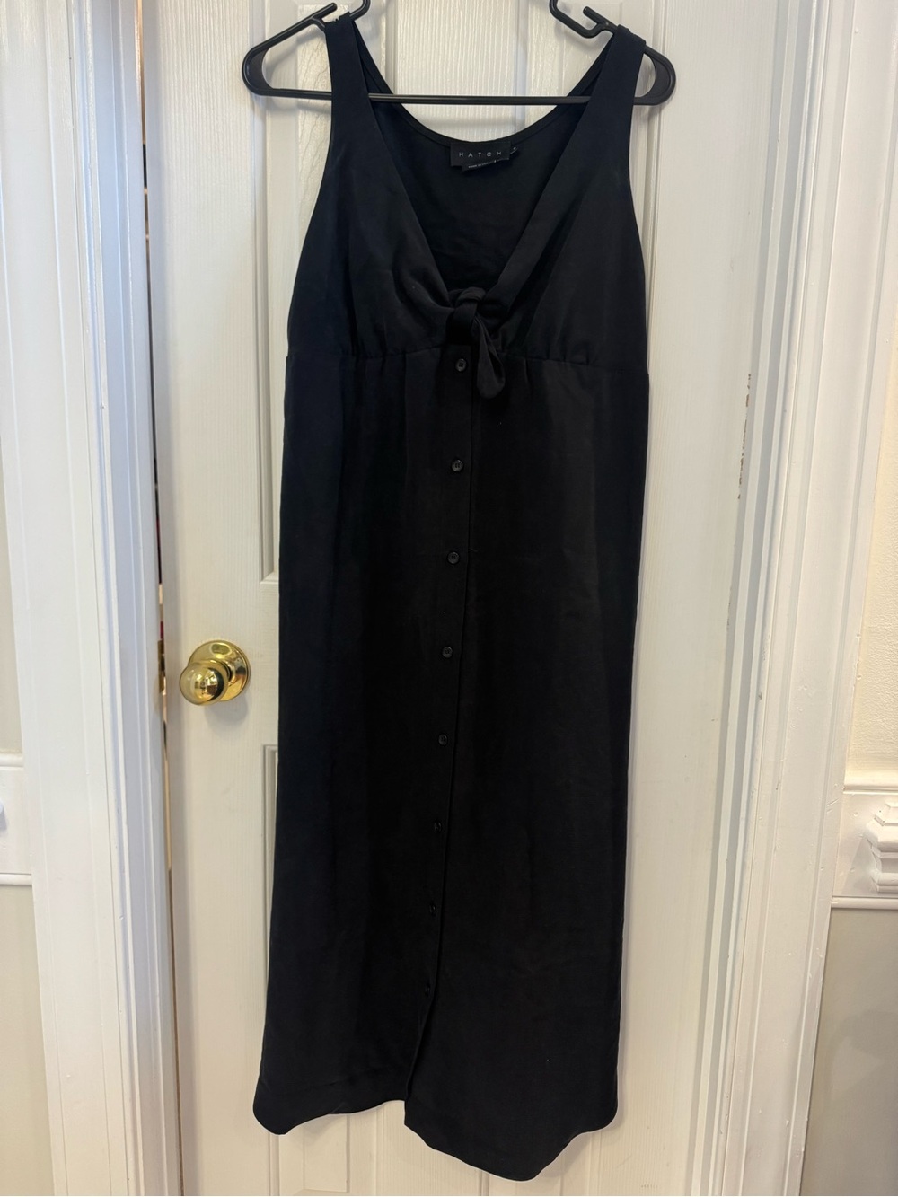 Hatch Black Tie-Front Midi Dress